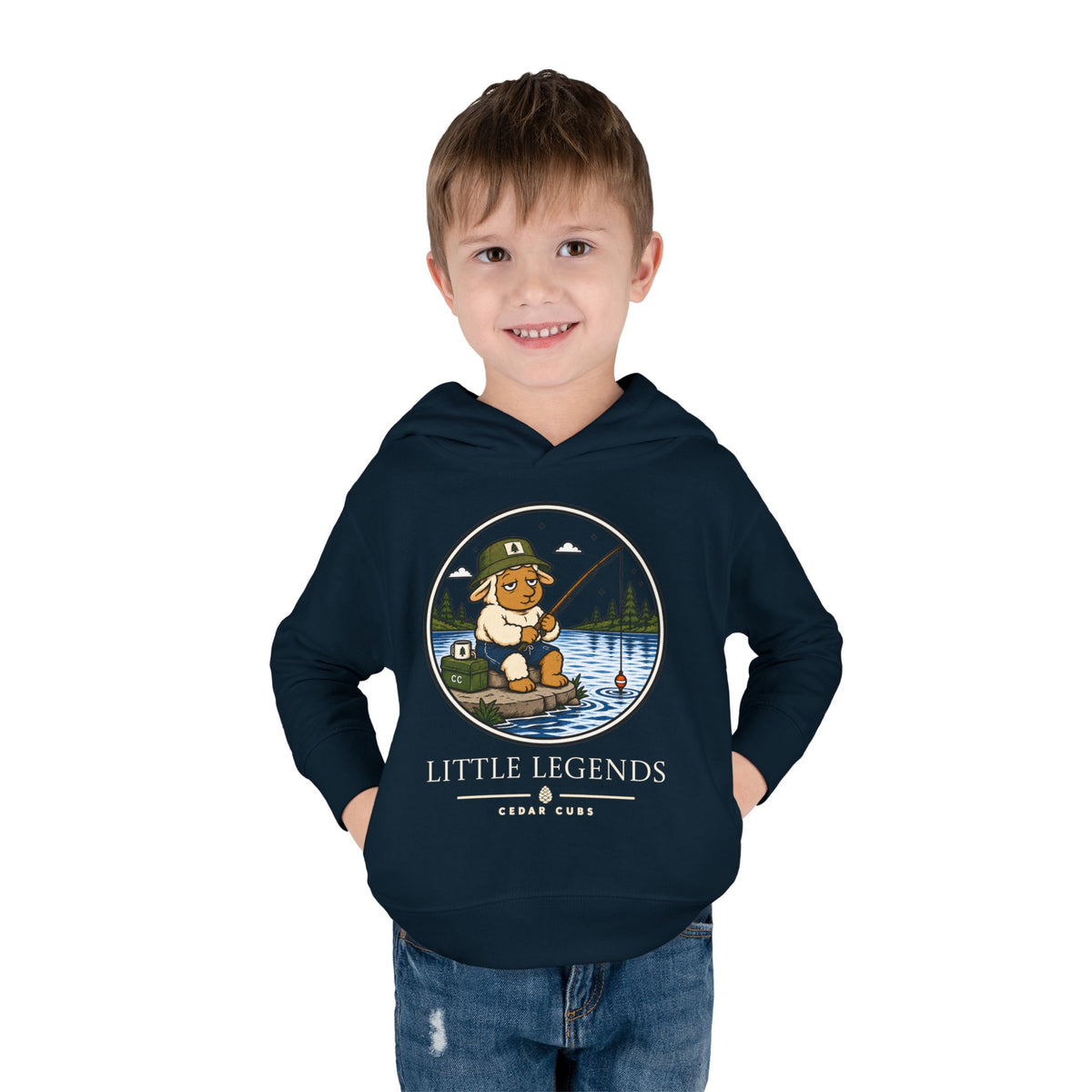 Toddler Hoodie — 'Little Legends' Fishing Design | Cedar Cubs Personalized Pullover