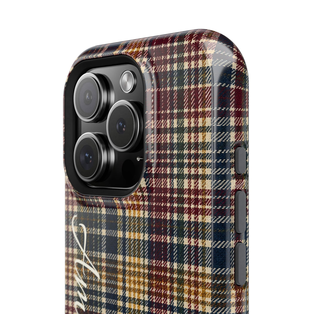 Plaid Magnetic Impact Phone Case — Personalized Script Name