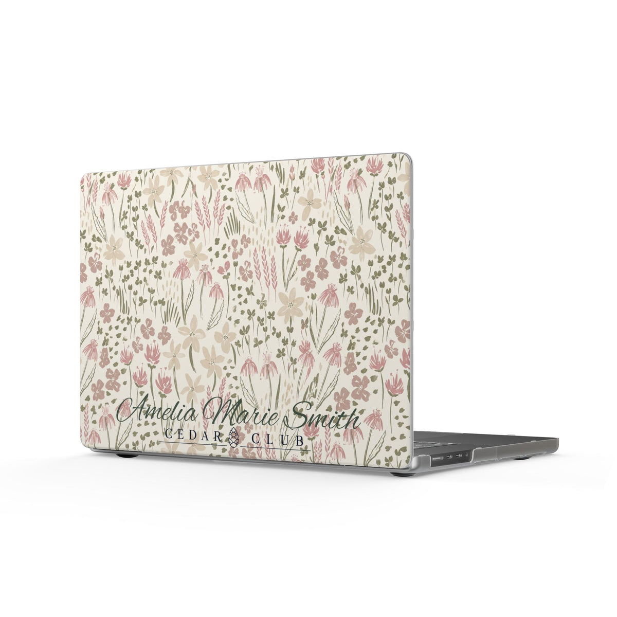 Floral Vintage Matte MacBook Case — Personalized Name Option