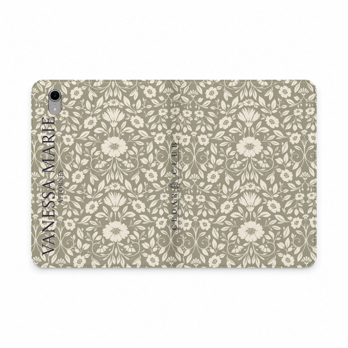 Personalized Floral Tablet Folio Case — Custom Name Monogrammed Cover