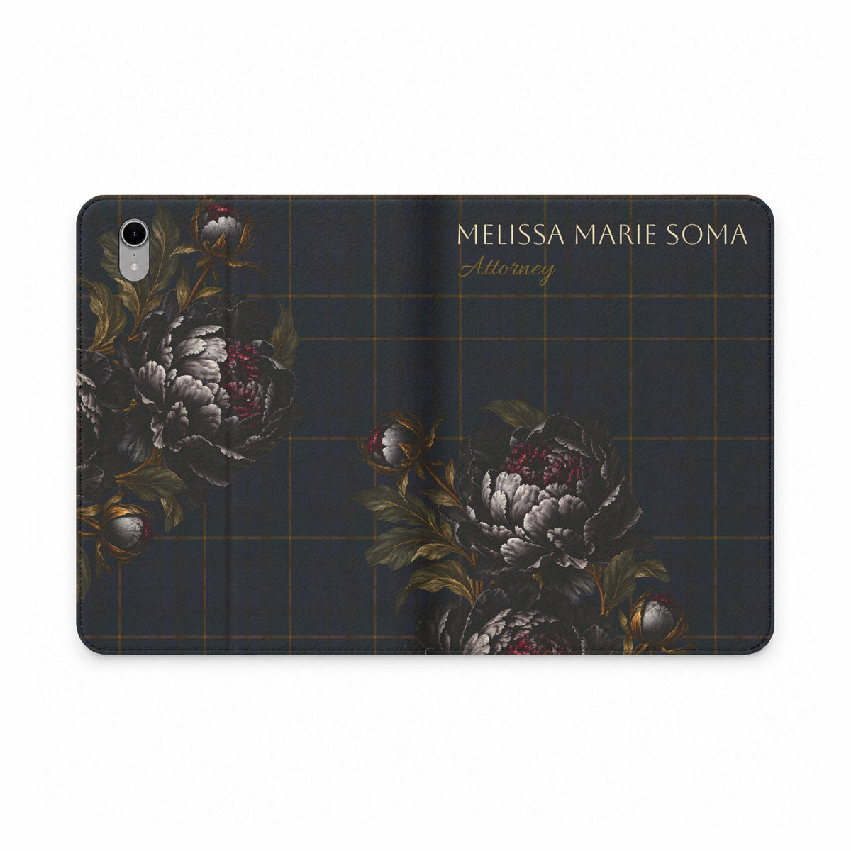 Floral Plaid Tablet Folio Case — Personalized Design