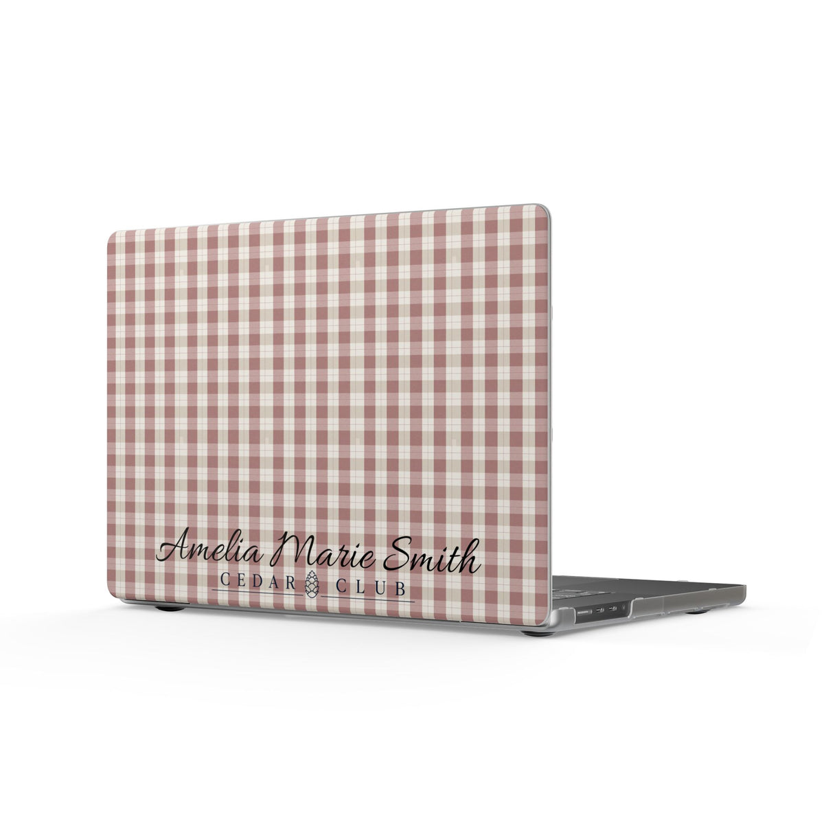 Personalized Gingham MacBook Case — Custom Name Matte Laptop Cover