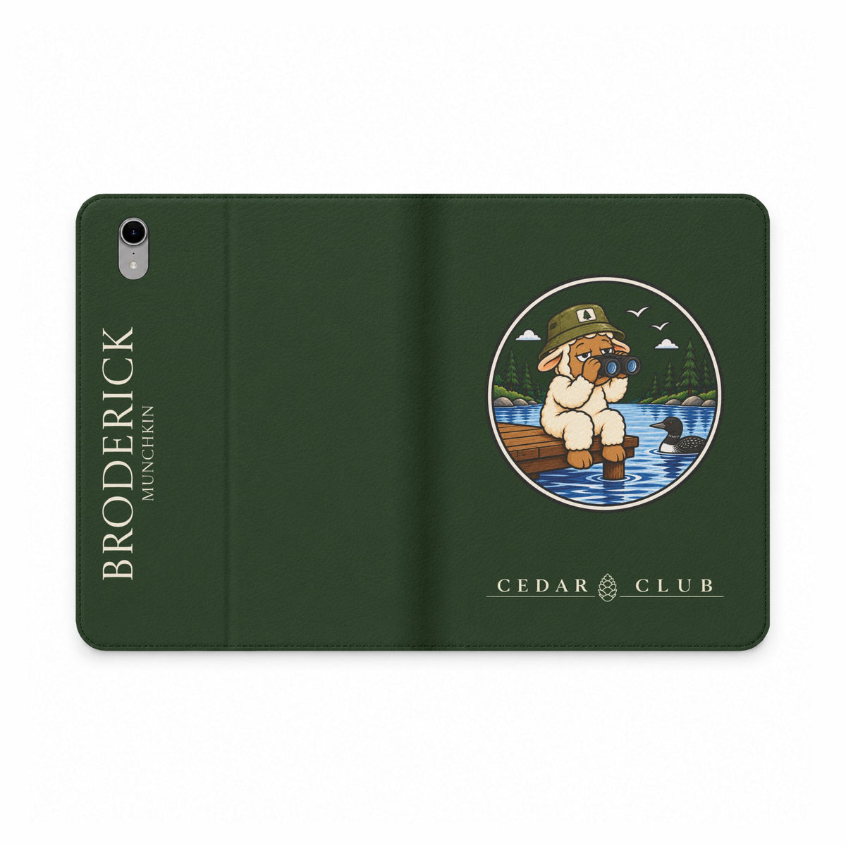 Personalized Tablet Folio Case — Cedar Cubs Bird Watching Sheep