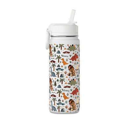 20oz Kids Dinosaur Water Bottle — Cute Dino Pattern with Name Personalization
