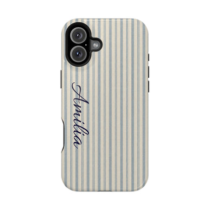 Personalized Striped Magnetic Impact-Resistant Phone Case — Custom Name