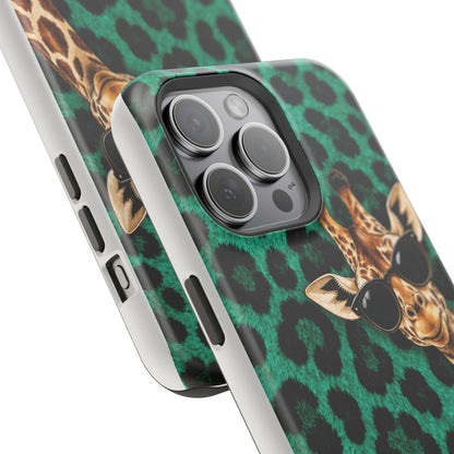 Personalized Giraffe Phone Case — Green Leopard Print Magnetic Impact-Resistant