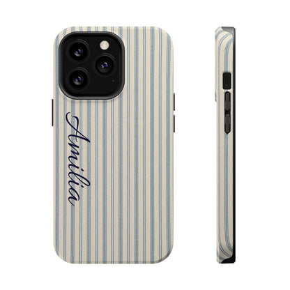 Personalized Striped Magnetic Impact-Resistant Phone Case — Custom Name