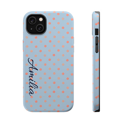 Personalized Polka Dot Magnetic Phone Case — Impact-Resistant iPhone Cover with Name