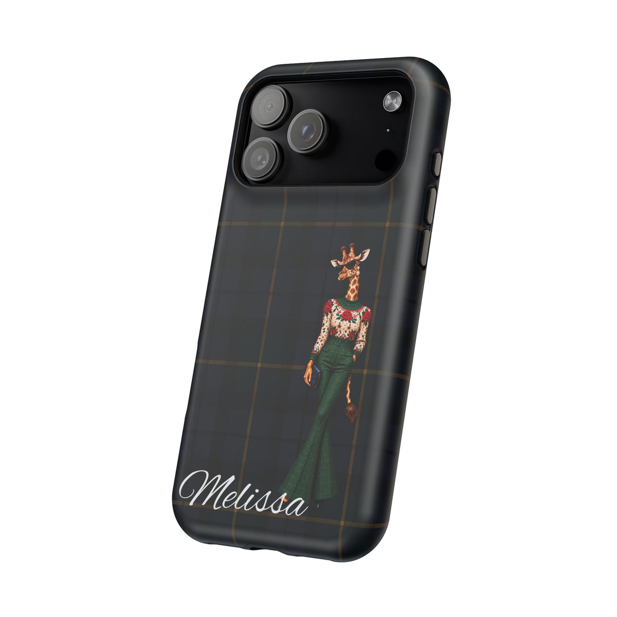 Personalized Giraffe Phone Case — Green Leopard Print Magnetic Impact-Resistant