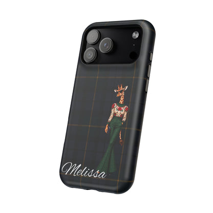 Personalized Giraffe Phone Case — Green Leopard Print Magnetic Impact-Resistant