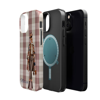Personalized Giraffe Phone Case — Green Leopard Print Magnetic Impact-Resistant