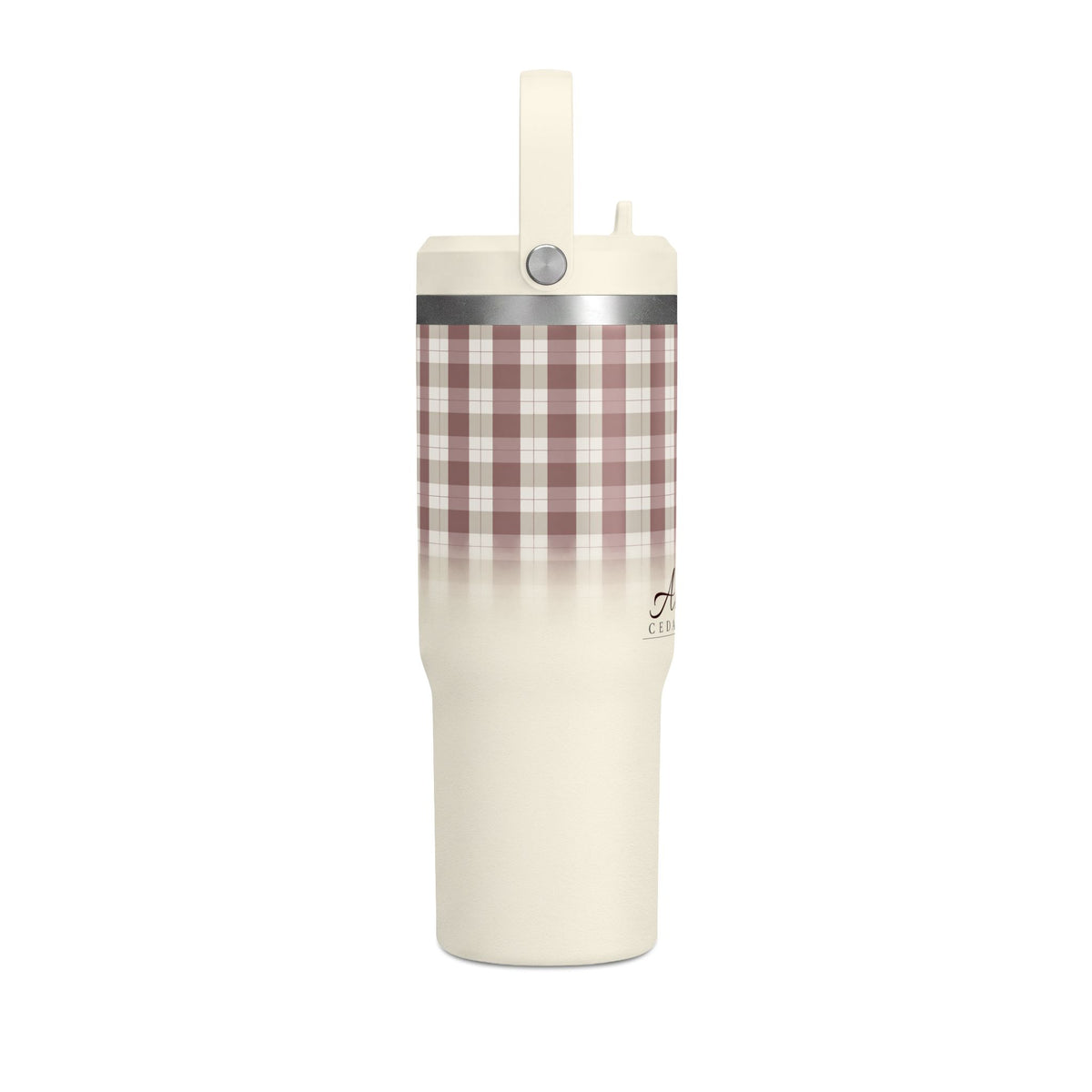 32oz Nomad Tumbler – Personalized Plaid Travel Mug (Custom Name)