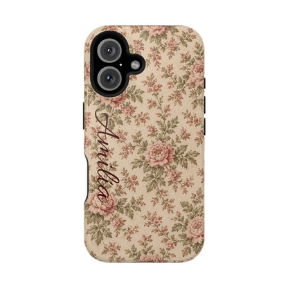 Floral Vintage Rose Magnetic Phone Case — Personalized Option