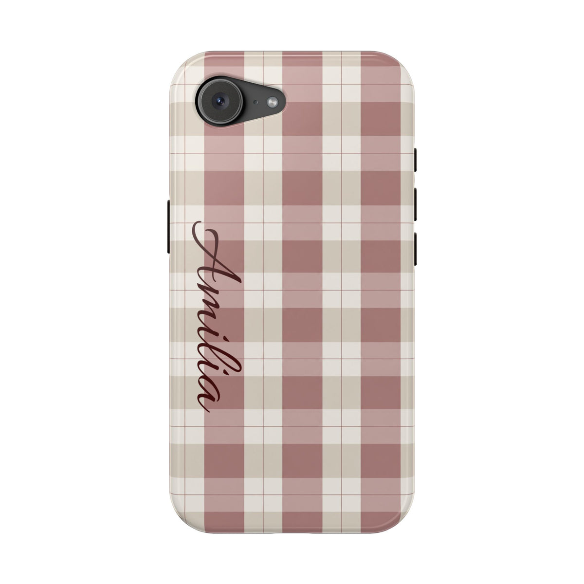 Plaid Personalized Phone Case — Magnetic Impact-Resistant, Name Customizable