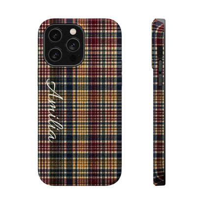 Plaid Magnetic Impact Phone Case — Personalized Script Name