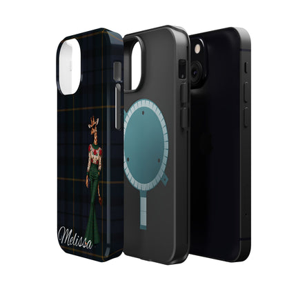 Personalized Giraffe Phone Case — Green Leopard Print Magnetic Impact-Resistant