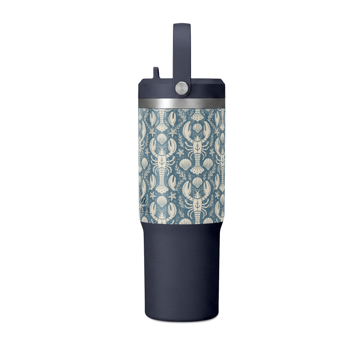 32oz Nomad Tumbler — Blue Nautical Lobster Pattern Insulated Travel Cup
