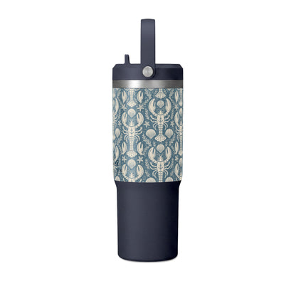 32oz Nomad Tumbler — Blue Nautical Lobster Pattern Insulated Travel Cup