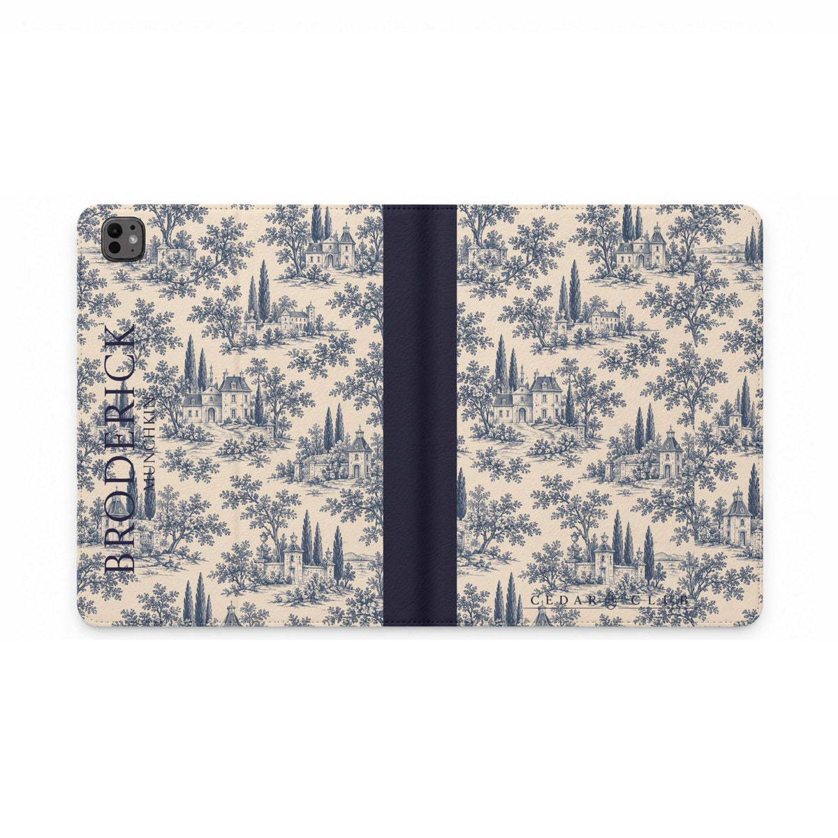 Personalized Toile Tablet Folio Case — Custom Name Monogram