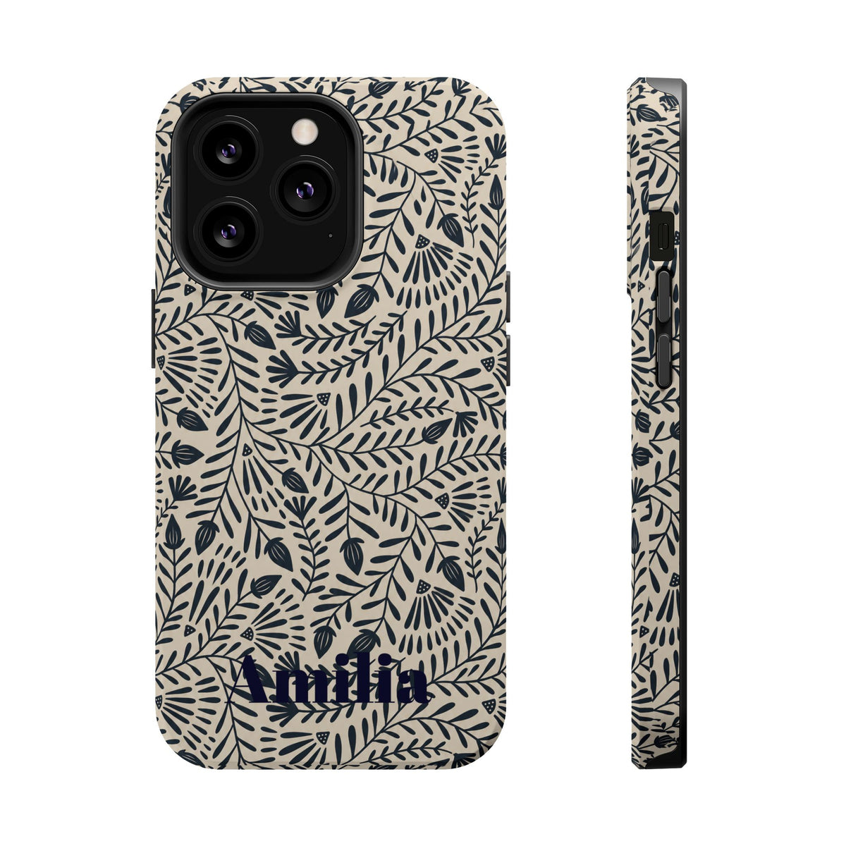 Floral Vine Magnetic Impact Phone Case — Personalized Monogram Option