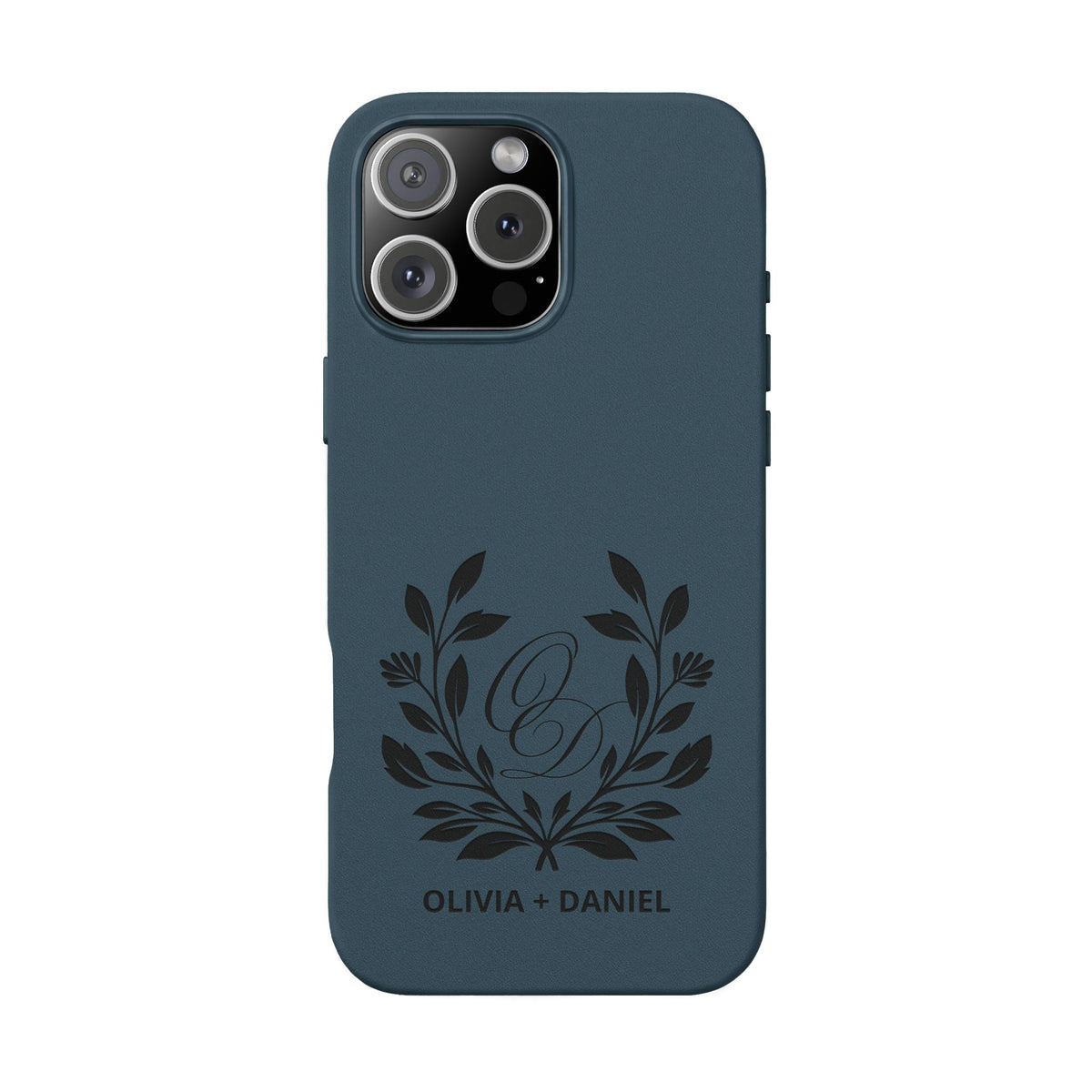 Engraved PU Leather Phone Case — Monogram Design