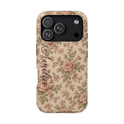 Floral Vintage Rose Magnetic Phone Case — Personalized Option