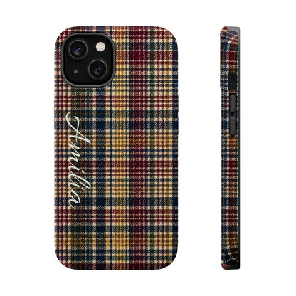 Plaid Magnetic Impact Phone Case — Personalized Script Name