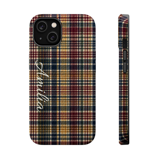 Plaid Magnetic Impact Phone Case — Personalized Script Name