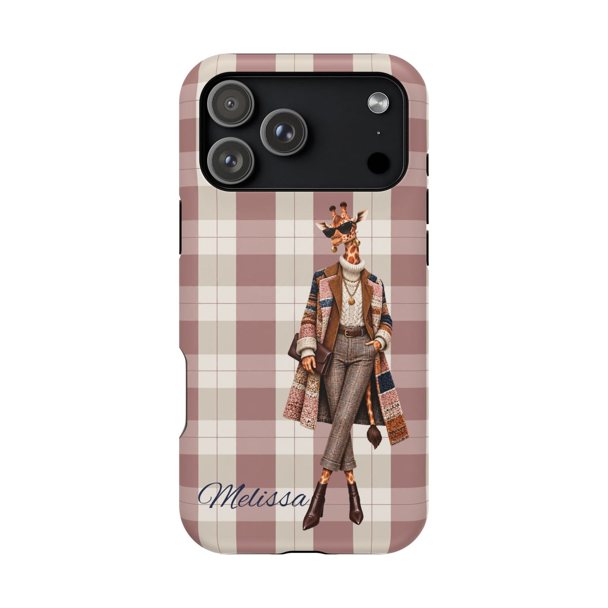 Personalized Giraffe Phone Case — Green Leopard Print Magnetic Impact-Resistant