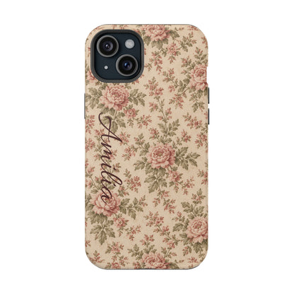 Floral Vintage Rose Magnetic Phone Case — Personalized Option