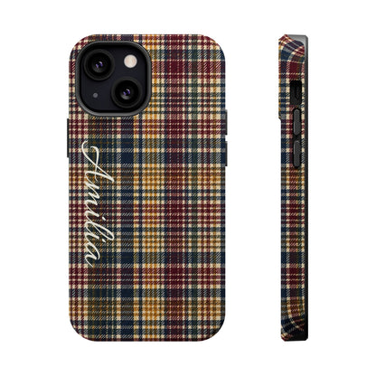 Plaid Magnetic Impact Phone Case — Personalized Script Name