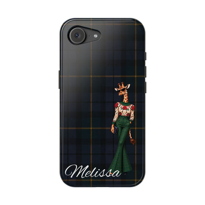 Personalized Giraffe Phone Case — Green Leopard Print Magnetic Impact-Resistant