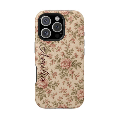 Floral Vintage Rose Magnetic Phone Case — Personalized Option