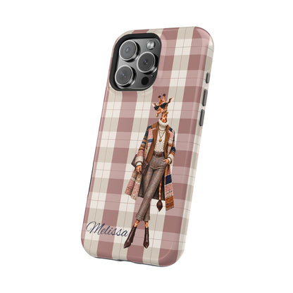 Personalized Giraffe Phone Case — Green Leopard Print Magnetic Impact-Resistant