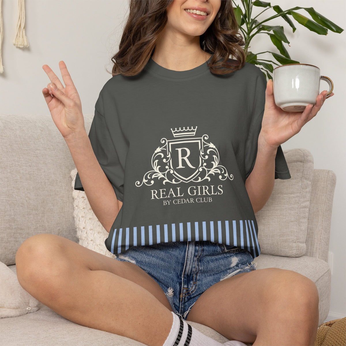 Blue Stripe Crest Graphic T-Shirt