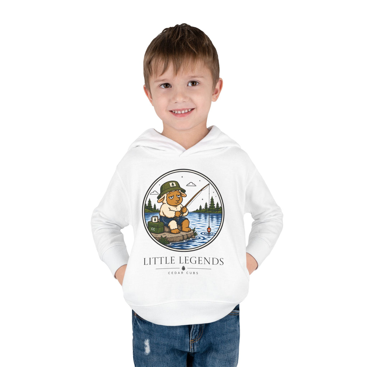 Toddler Hoodie — 'Little Legends' Fishing Design | Cedar Cubs Personalized Pullover