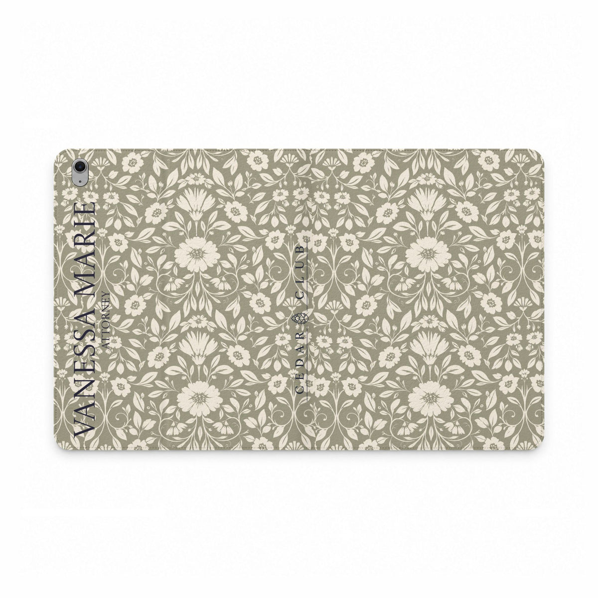 Personalized Floral Tablet Folio Case — Custom Name Monogrammed Cover