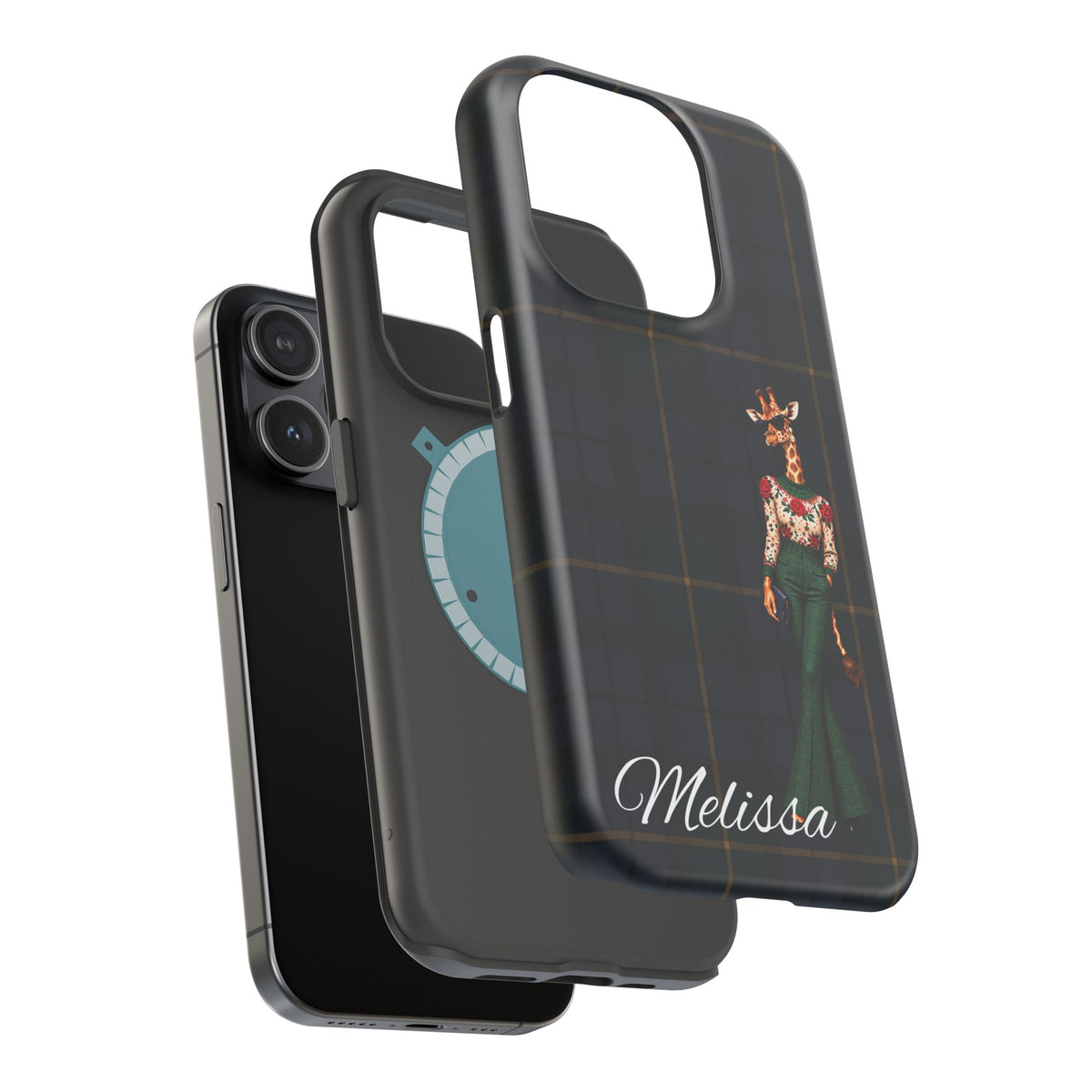 Personalized Giraffe Phone Case — Green Leopard Print Magnetic Impact-Resistant