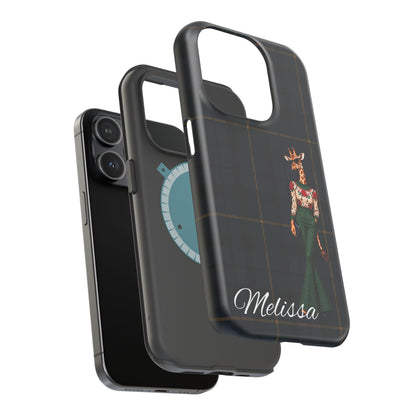Personalized Giraffe Phone Case — Green Leopard Print Magnetic Impact-Resistant