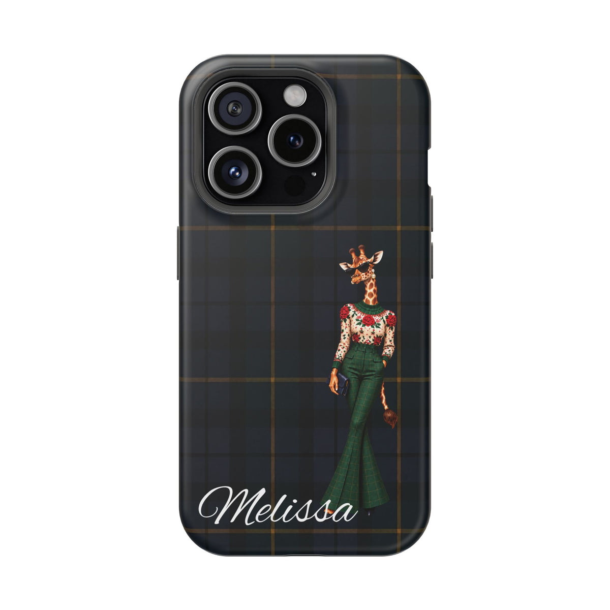Personalized Giraffe Phone Case — Green Leopard Print Magnetic Impact-Resistant