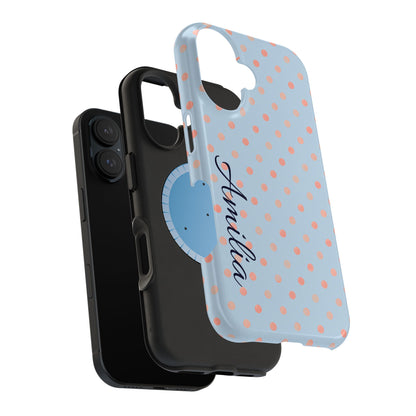 Personalized Polka Dot Magnetic Phone Case — Impact-Resistant iPhone Cover with Name