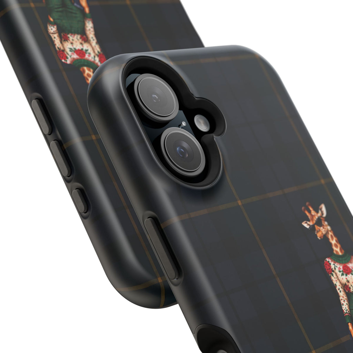 Personalized Giraffe Phone Case — Green Leopard Print Magnetic Impact-Resistant