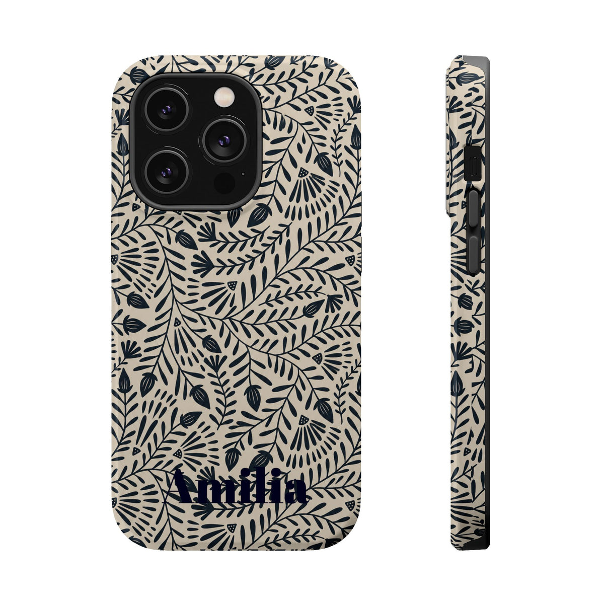 Floral Vine Magnetic Impact Phone Case — Personalized Monogram Option
