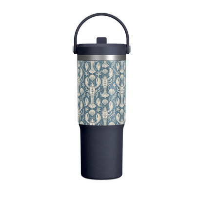 32oz Nomad Tumbler — Blue Nautical Lobster Pattern Insulated Travel Cup