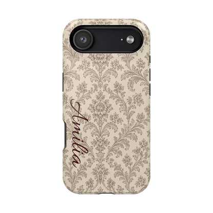 Personalized Vintage Damask Magnetic Phone Case — Custom Name