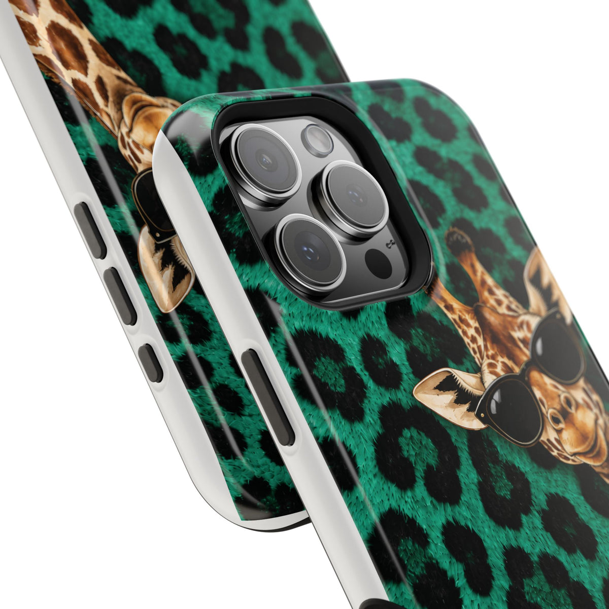 Personalized Giraffe Phone Case — Green Leopard Print Magnetic Impact-Resistant