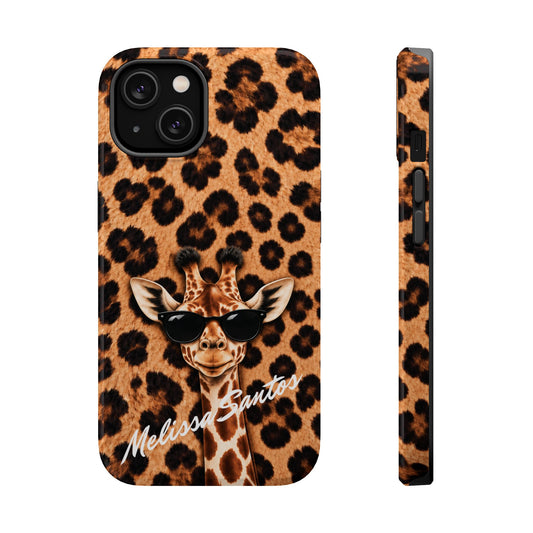 Copy of Personalized Giraffe Phone Case — Green Leopard Print Magnetic Impact-Resistant