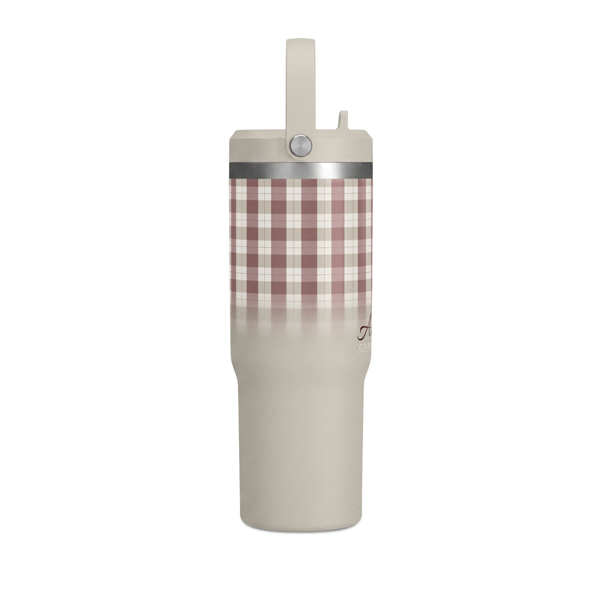 32oz Nomad Tumbler – Personalized Plaid Travel Mug (Custom Name)