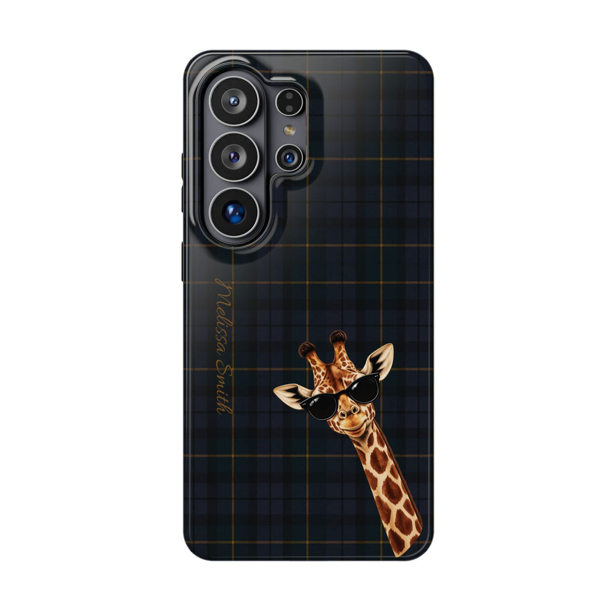 Personalized Giraffe Phone Case —Tartan Print Magnetic Impact-Resistant