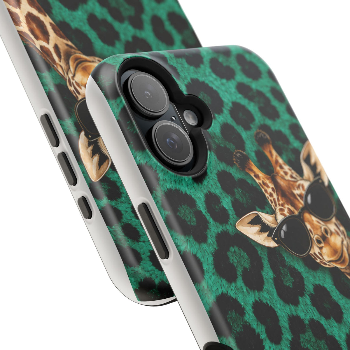 Personalized Giraffe Phone Case — Green Leopard Print Magnetic Impact-Resistant